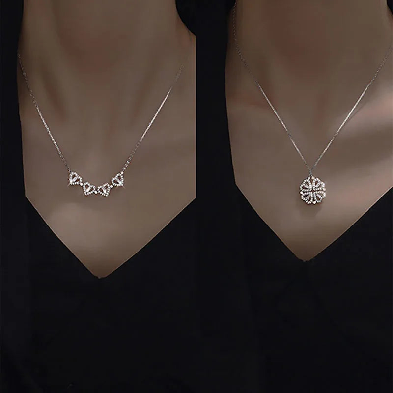 Collier diamanté quatre cœurs