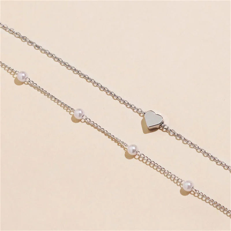 Collier Pearl & Heart